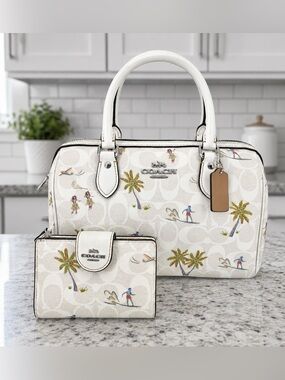 Coach Rowan Satchel & Wallet (NWOT)  in Hula Print
